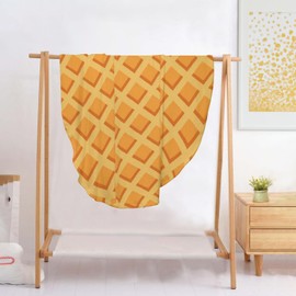 Qucarder Waffle Blanket for Adults and Kids Funny Soft Giant Realistic Food Blankets Novelty Tortilla Round Flannel Blankets for Bed Couch Office Travel 71 Inch