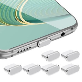 cobee USB C Dust Plug Set, 6 Pieces, Type C Port Plug, Anti Dust Cover Caps, Charging Port, Cover, USB C Port Caps Protectors, Type C Metal Dust Protection Stopper for Smartphone Laptops (Silver)