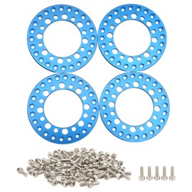 4Pcs 1.9in Wheel Outer Rings Rims Increase Stability CNC Machining Aluminum Alloy RC Wheel Outer Rings Rims for 1/10 RC Blue
