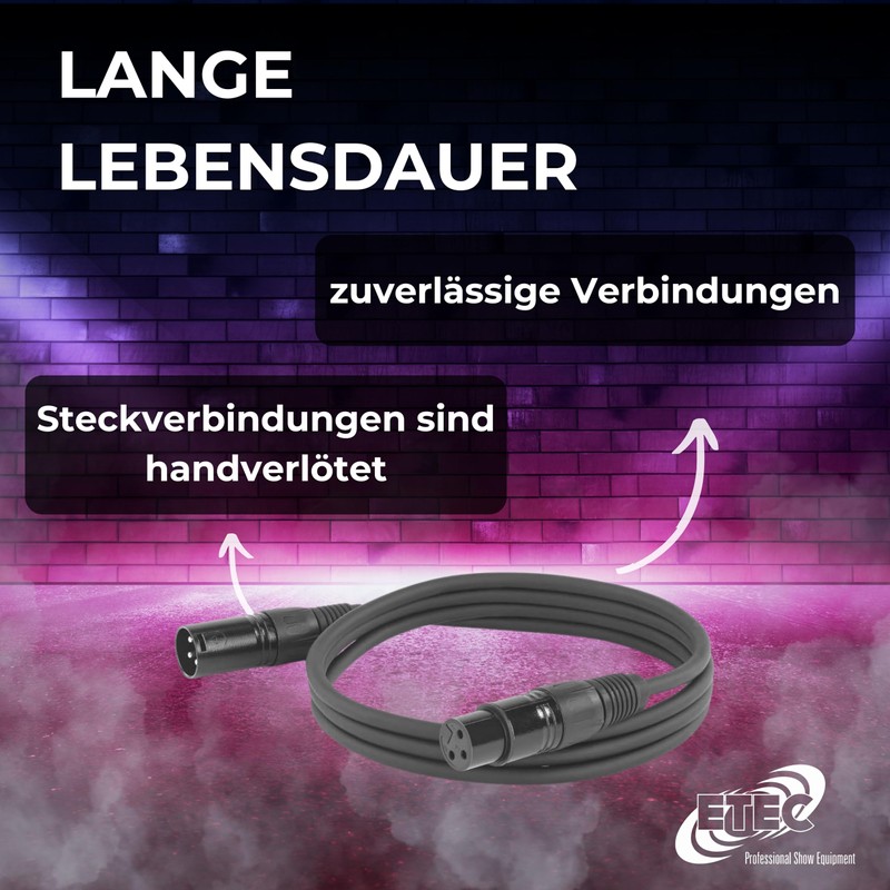 ETEC Professional XLR Audio Cable 3 m Microphone Cable DMX