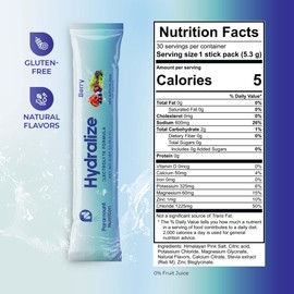 Hydralize Electrolyte Powder Packets - Fast Hydration with 600mg Sodium + Potassium & Magnesium - Zero Sugar, No Artificial Sweeteners, Naturally Flavored, Great Taste - Berry - 30 Sticks