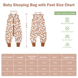 LAT Baby Sleeping Bag with Feet, 0.5 Togs, 100% Muslin, Children's Summer Sleeping Bag for Boys and Girls, Sleeveless Baby Sleeping Bag with Legs, Summer, Bow, S