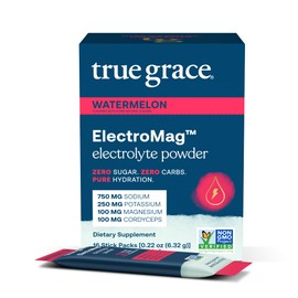 True Grace ElectroMag - 16 sobres - Sandía - Polvo de electrolitos para una hidratación rápida - Sodio, potasio, magnesio y cordyceps - Cero azúcar y 