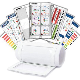 1NMORE 5v5, 7v7 Football Wristbands with Playbook System, Quarterback Wrist Coach for Youth, Flag Football Wrist Bands with Plays Stickers & PVC Cards (Black, 5 on 5) (White, 5 on 5)
