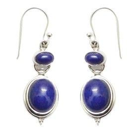 Handcrafted Lapis Lazuli Sterling Silver Earrings for Women, Turquoise Earrings Sterling Silver for Women