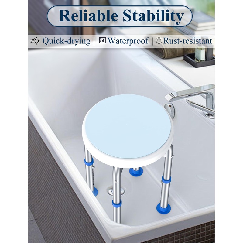 Swivel Shower Stool for Inside Shower, 360° Rotating Shower Seat