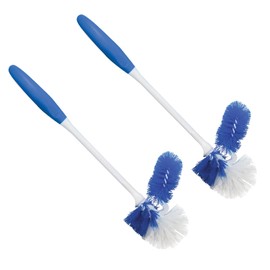 Lola Products “Classic” Toilet Brush w/Under-The-Rim Scrubber, deep Cleans The Entire Toilet Bowl, Non-Slip Handle w/Rubber Comfort Grip, 2 Pack