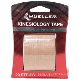 Mueller Sports Medicine Kinesiology Tape I-Strip Roll (20 Strips), Beige, 2" x 9.75