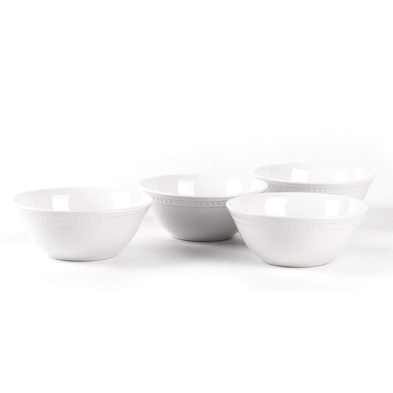 HomeVss, Pearl Dots Stoneware Dinnerware Set 20pc Set, White