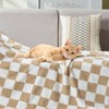 NEWCOSPLAY Knitted Brown White Checkered Blanket Super Soft Plush Throw