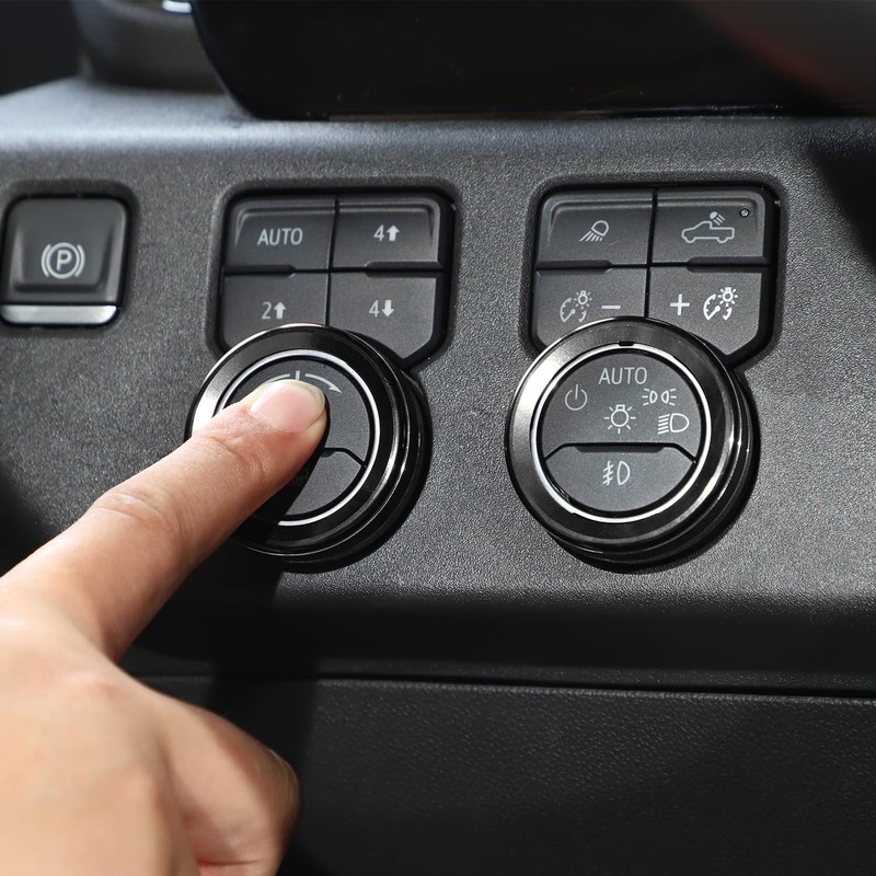RT-TCZ for Silverado Headlight AC Knob Trim Rings for Chevy