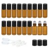 ZEJIA 3ml Roller Bottles 24Pack Amber Thick Glass Essential Oil