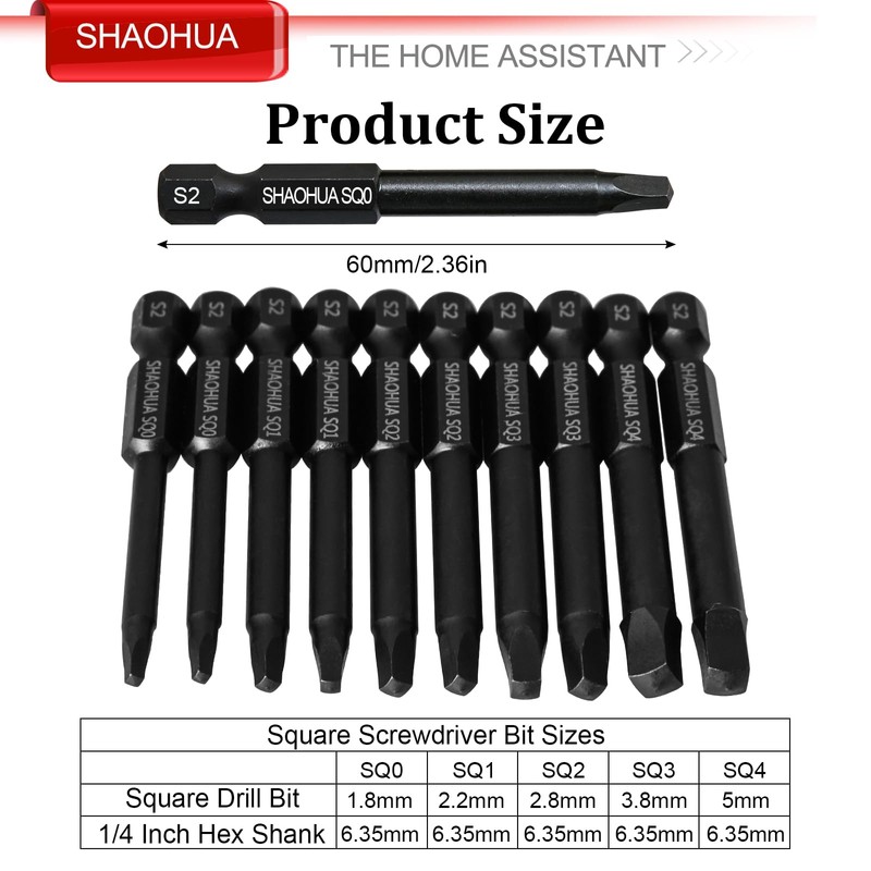 Square Drive Bits, 10PCS SQ0/1/2/3/4 Square Allen Wrench Drill Bits