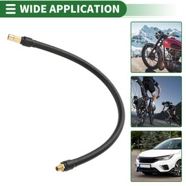 Motoforti Universal Tyre Inflator Extension Hose Air Compressor Extension Hose Adapter Tyre Valve 40 cm M8 x 0.8 10 mm OD Durable Rubber Hose Gold Connector