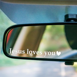 3 Pcs Jesus Love You Rearview Mirror Stickers, Christian Decal for Mirror Window Bumper Laptop, Vinyl Tumbler Affirmation Reminder Faith Religious Stickers, Bible Verse Christian Gift (White)