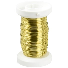 Glorex 6 2220 089, Brass Wire, 0.4 mm x 40 m on a Plastic Spool, Slightly Bendable, Ideal for Bouquets, Arrangements and other Florist Work