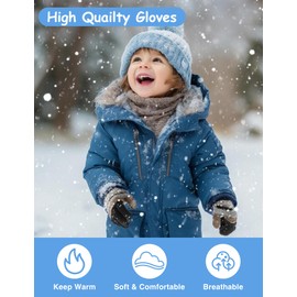 Becellen 2 Pairs of Children's Winter Gloves, Full Finger Warm Knitted Gloves, Thermal Colourful Knitted Finger Gloves for Boys and Girls, 4-10 Years Old, black