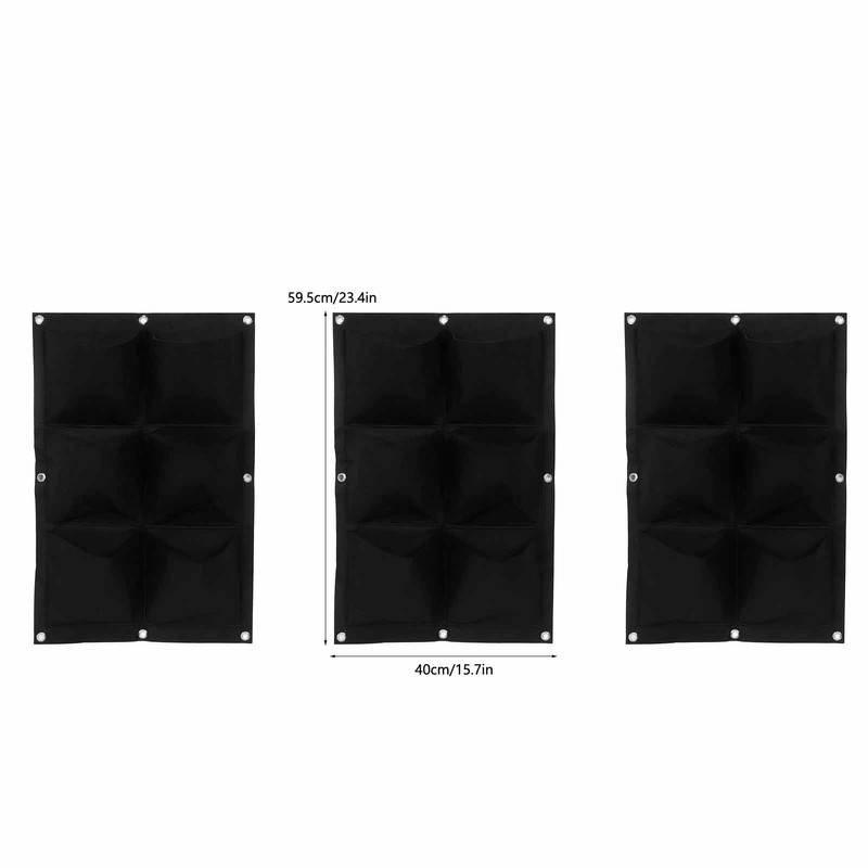3Pcs 6 Pocket Plant Growing Bag Degradable Wall Hanging Felt