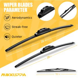 MIKKUPPA 26"+20"+16" Windshield Wiper Blades Replacement for 2008-2020 Dodge Grand Caravan, Front & Rear Wiper Blades Set, Durable Stable Quiet All Season (Pack of 3)