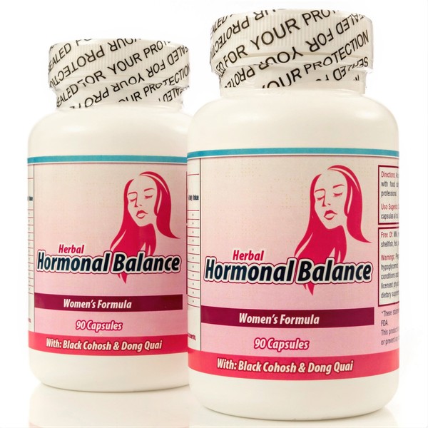 Balance Hormonal. Suplemento Natural para balancear las hormonas femeninas. Set de 2 frascos con 90 capsulas CADA uno. Tratamiento para 3 Meses. 100% Natural