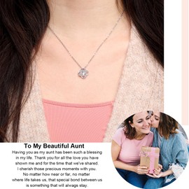 JoycuFF Aunt Gifts from Niece Best Aunt Silver Cubic Zirconia Necklace for Women Pendant for Birthday Christmas Jewelry