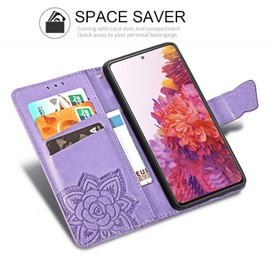 DEDUX Flip Wallet Case for TCL 30 SE/TCL 306 / TCL 305 / TCL 30E, 3D Embossed Butterfly Rose Flower PU Leather Kickstand ID Credit Card Slots, Folio Flip Cover with Card Holder. Purple