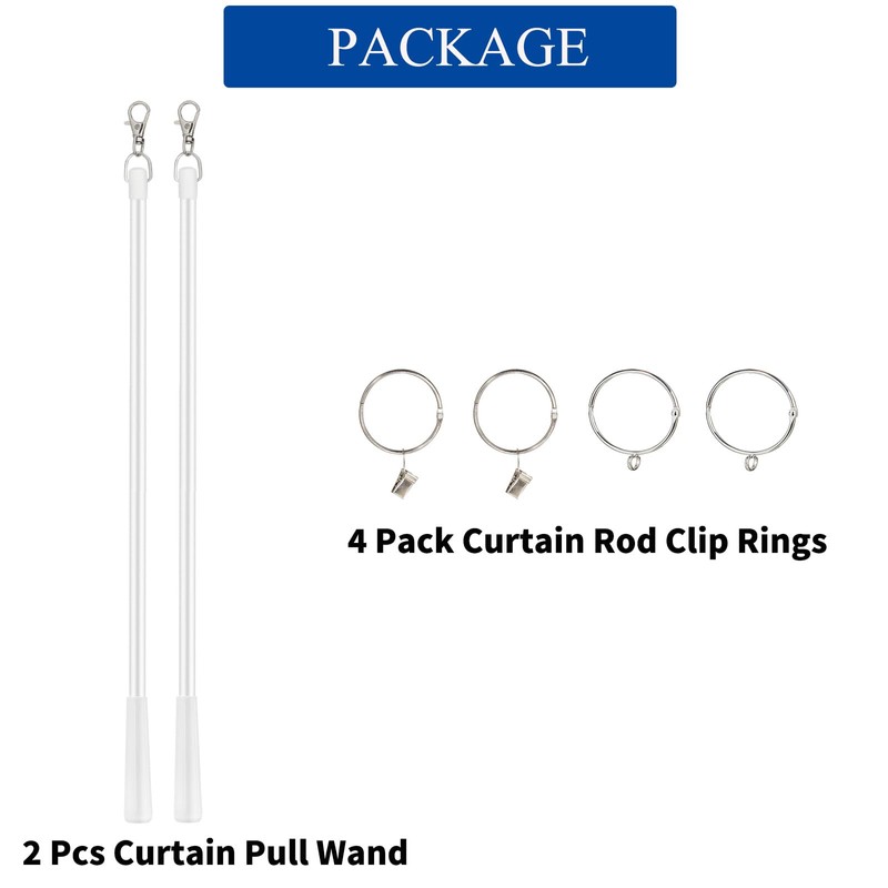 JUYO VONSAN Curtain Pull Wand Fiberglass Drapery Curtain Pull Rod