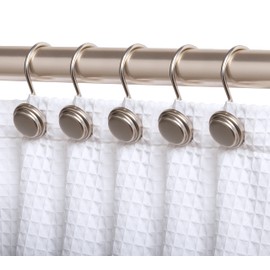 Utopia Alley Shower Hooks - Shower Curtain Rings for Bathroom - Rust Proof Shower Curtain Hooks for Shower Curtain or Liner - Set of 12, Brushed Nickel