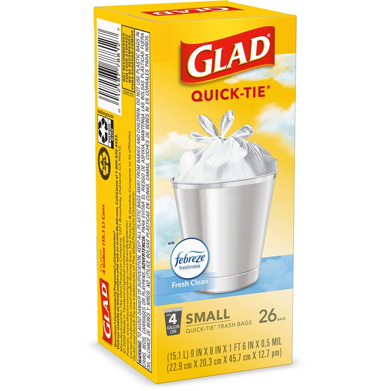 Glad Trash Bags, Small Garbage Bags - OdorShield 4 Gallon