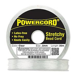 Powercord Stretchy Bead Cord Clear .5mm, 25 Meters