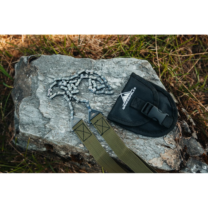 WANDERFALKE® Survival Carbon Steel Hand Chainsaw with Belt Bag for
