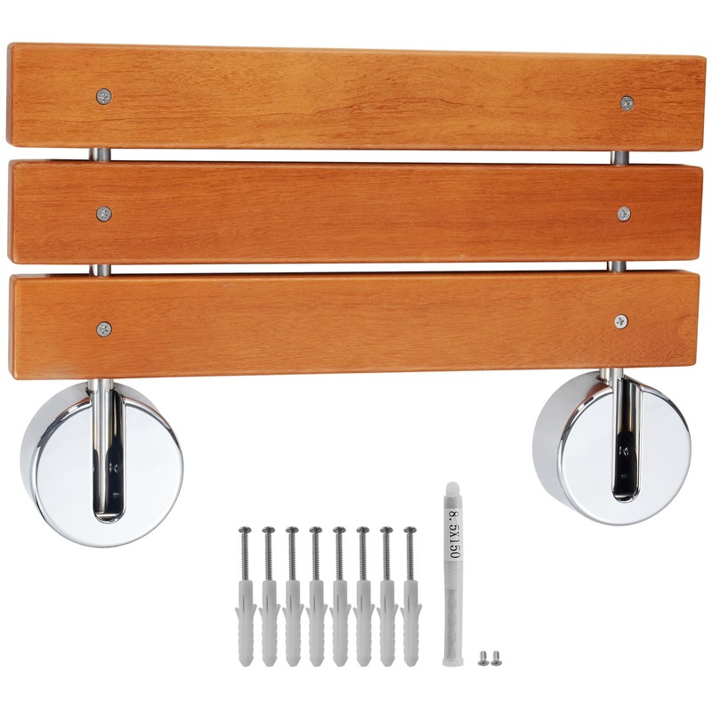 VEVOR Folding Teak Shower Seat, 20.1" x 13.2" Unfolded, Wall
