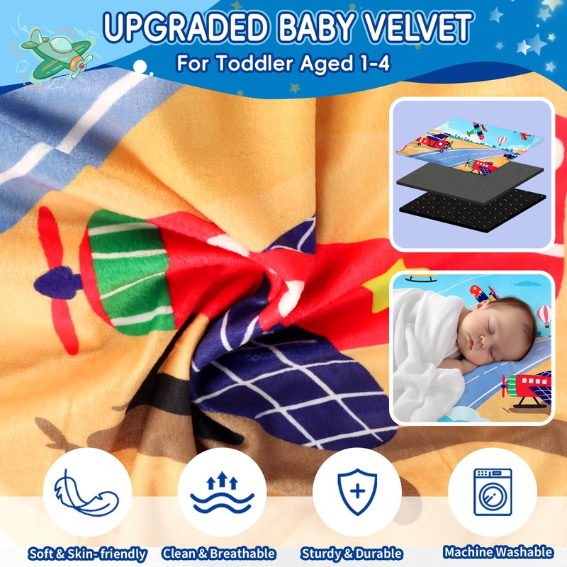 UNTREE Toddler Airplane Bed, Portable Kids Travel Essentials, Soft Airplane