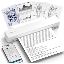 CHIVALZ Bluetooth Thermal Printer Support for 8.5"x11" US Letter, Inkless Compatible with Android, iOS, Laptop(White)