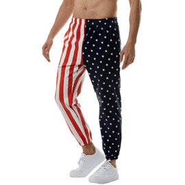 GRAJTCIN Fourth of July Parachute Pants for Men American Flag Overalls USA Patriotic 4th of July Outfits for Men Uncle Sam Costume M