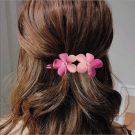 Vacaonio French Flower Hairclip for Women Large Acrylic Flower Alligator Hair Clip Claw Pink Flower Hair Clips Flower Non Slip Hairclips Barrette Flower Long Curly Hair Clip Decorative