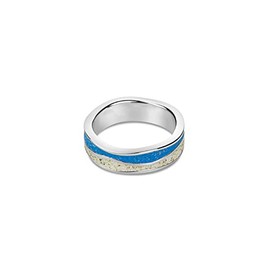 DUR Women's Ring Beach Waves Stone Sand Blue 925 Sterling Silver and Real Beach Sand, 56, Precious metal, No Gemstone