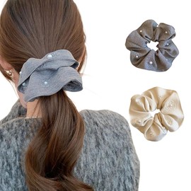 Hair Rubber Hair Elastic Scrunchie Adult 2-piece Set, Silk, Non-Tracing, Stylish, Korean Style, Simple, Hair Bundle, High Elasticity, Adult, Cute, Hair Ornament, Hair Arrangement, Beautiful, Elegant