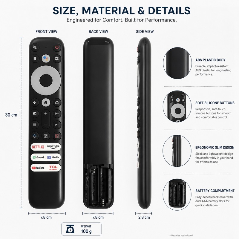 Voice Remote Control for Compatible TCL Smart TVs – RC902V