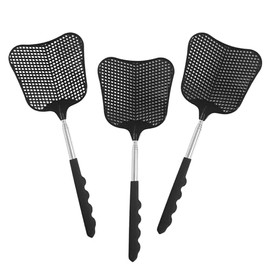 Wapodeai 3 pcs Fly Swatter, Fly Swatters Plastic Telescopic, Large Bug Swatter That Work for Indoor and Outdoor. (3 Black)