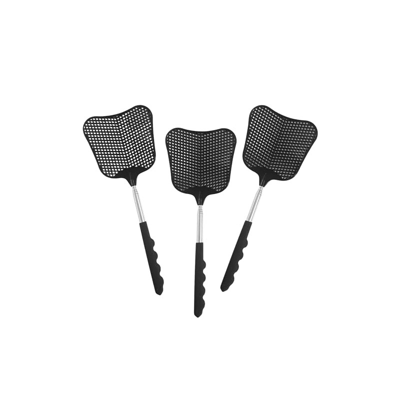 Wapodeai 3 pcs Fly Swatter, Fly Swatters Plastic Telescopic, Large