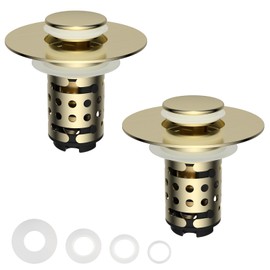 Hygie Rinse - Tapón para fregadero de baño, mejorado con cesta de filtro desmontable de 2 capas, colador de drenaje desplegable 4 en 1, antiobstrucciones, bloque de olor, apto para fregaderos de 1.1 a
