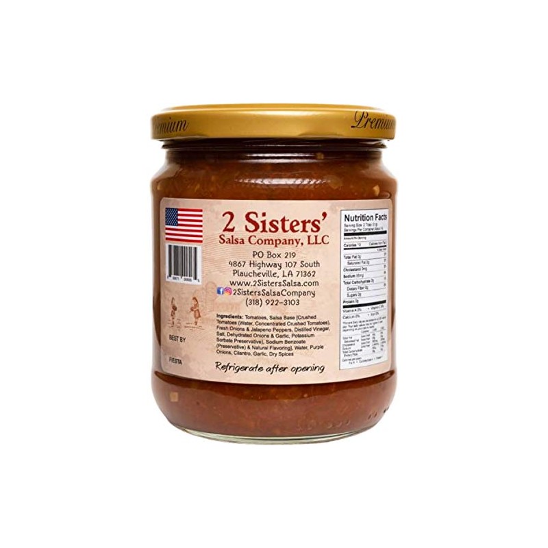 2 Sisters' Salsa Fiesta Style Salsa 16oz, pack of 1