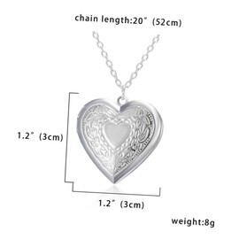 COLLBATH Locket Necklace for Women Photo Frame Heart Shape Jewelry Alloy Pendant Necklace for Valentines Day