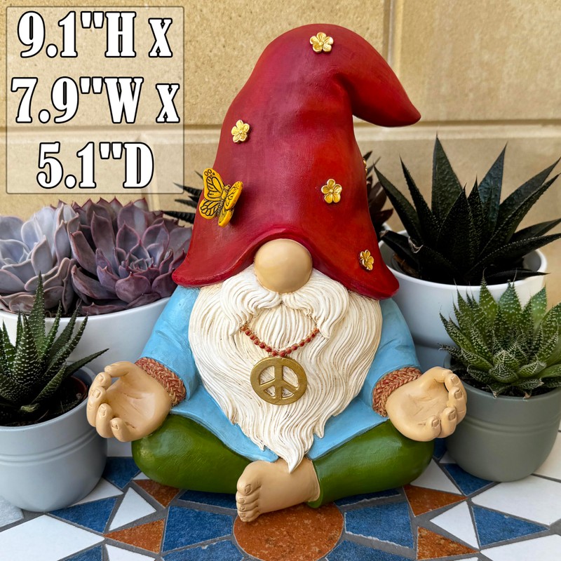 Mood Lab Garden Gnome - Funny Zen Hippie Gnome Figurine