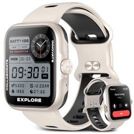 anyloop Smartwatch for Men and Women with Phone Function, GPS Integrated, 1.78 Inch AMOLED Touch Screen, Sleep Monitor, Pedometer, IP68 Waterproof, Smartwatch for Android iOS, Black (Grey White)