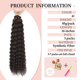 AMLUCKS Deep Wave Braiding Hair Ocean Curly Crochet Braids for Black Women Girls Synthetic Water Wave Crochet Hair Extensions for Boho Braids (4#, 16inch-3)
