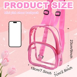 Mini Transparent Backpack 23 * 19 * 7cm PVC See Through Backpack Waterproof Clear School Rucksack Clear Casual Rucksack for Work Travel Sports Concert Unisex Transparent Casual Daypacks (S Pink)