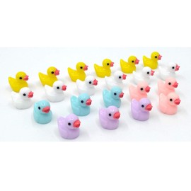 EMiEN 21PCS Little Mini Ducks 5 Colors Duckling Miniature Ornament for DIY Dollhouse Fairy Garden Plant,Desk,Cabinet,Kids Room,Party Decoration