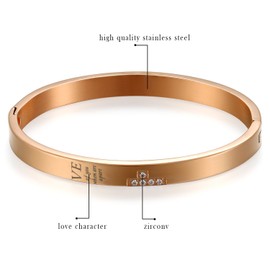 Cupimatch Women's / Men's 2pcs Couple Bracelets, Stainless Steel Puzzle, Love Cross, Bangle Bracelet with Zirconia for Lovers, Women, Men, Rose Gold, Black, Stainless Steel
